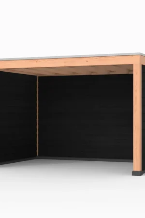 Lage Kosten Douglas overkapping, 400 x 300, met achterwand en twee zijwanden, Westwood Elegant zwart